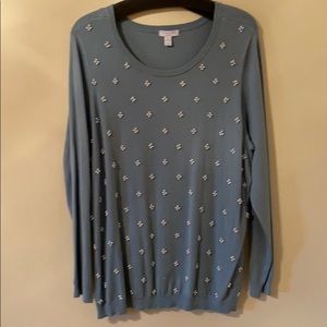 Women’s plus size sweater embellished with pearls